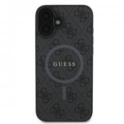 Husa Guess compatibila cu iPhone 16 Plus, 4G Ring Classic Logo MagSafe, Negru