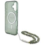 Husa Guess compatibila cu iPhone 16 Plus, IML Glitter Pearl Strap MagSafe, Verde 5 - lerato.ro