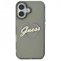 Husa Guess compatibila cu iPhone 16 Plus, IML Heart, Negru