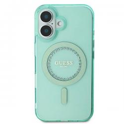 Husa Guess compatibila cu iPhone 16 Plus, IML Rhinestones MagSafe, Verde