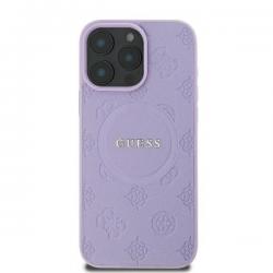 Husa Guess compatibila cu iPhone 16 Pro Max, Saffiano Peony Classic Logo MagSafe, Mov
