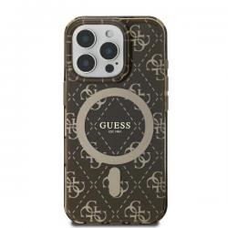 Husa Guess compatibila cu iPhone 16 Pro, IML 4G Background MagSafe, Maro