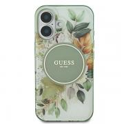Husa Guess compatibila cu iPhone 16, IML Flower Tonal Circle MagSafe, Verde