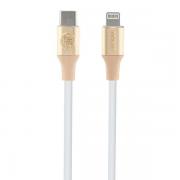 Cablu pentru incarcare si transfer de date Guess Ebossed Logo, USB-C/Lightning, 1.5m, Auriu
