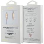 Cablu pentru incarcare si transfer de date Guess Ebossed Logo, USB-C/Lightning, 1.5m, Auriu 3 - lerato.ro