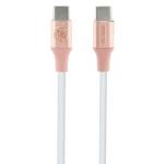 Cablu pentru incarcare si transfer de date Guess Ebossed Logo, 2x USB-C, 1.5m, Roz 2 - lerato.ro