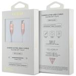 Cablu pentru incarcare si transfer de date Guess Ebossed Logo, 2x USB-C, 1.5m, Roz 3 - lerato.ro