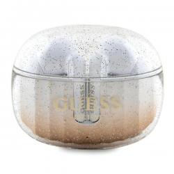 Casti wireless Guess Glitter Gradient TWS, Bluetooth 5.3, 250 mAh, USB-C, IPX4, Auriu