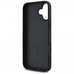 Husa Guess compatibila cu iPhone 16, Grained Hot Stamp Peony Pattern Triangle Logo MagSafe, Negru 8 - lerato.ro