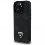 Husa Guess compatibila cu iPhone 16 Pro, Grained Hot Stamp Peony Pattern Triangle Logo MagSafe, Negru 3 - lerato.ro