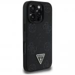 Husa Guess compatibila cu iPhone 16 Pro, Grained Hot Stamp Peony Pattern Triangle Logo MagSafe, Negru 5 - lerato.ro
