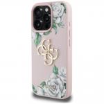 Carcasa Guess Guess Grained Roses Big 4G Logo compatibila cu iPhone 16 Pro, Roz 3 - lerato.ro