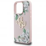 Carcasa Guess Guess Grained Roses Big 4G Logo compatibila cu iPhone 16 Pro, Roz 7 - lerato.ro