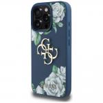 Carcasa Guess Guess Grained Roses Big 4G Logo compatibila cu iPhone 16 Pro, Albastru 3 - lerato.ro