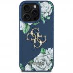 Carcasa Guess Guess Grained Roses Big 4G Logo compatibila cu iPhone 16 Pro, Albastru 2 - lerato.ro