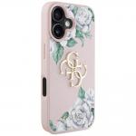 Carcasa Guess Guess Grained Roses Big 4G Logo compatibila cu iPhone 16, Roz 5 - lerato.ro