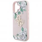 Carcasa Guess Guess Grained Roses Big 4G Logo compatibila cu iPhone 16, Roz 7 - lerato.ro