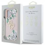 Carcasa Guess Guess Grained Roses Big 4G Logo compatibila cu iPhone 16, Roz 9 - lerato.ro
