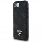 Carcasa Guess Grained Hot Stamp Peony Triangle Logo, cu MagSafe, compatibila cu iPhone 16e, Negru 3 - lerato.ro