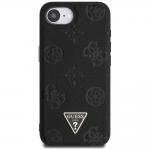 Carcasa Guess Grained Hot Stamp Peony Triangle Logo, cu MagSafe, compatibila cu iPhone 16e, Negru 2 - lerato.ro