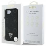 Carcasa Guess Grained Hot Stamp Peony Triangle Logo, cu MagSafe, compatibila cu iPhone 16e, Negru 9 - lerato.ro