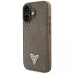 Carcasa Guess Grained Hot Stamp Peony Triangle Logo, cu MagSafe, compatibila cu iPhone 16, Maro 3 - lerato.ro