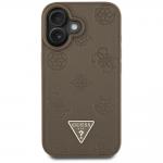 Carcasa Guess Grained Hot Stamp Peony Triangle Logo, cu MagSafe, compatibila cu iPhone 16, Maro 2 - lerato.ro