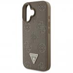 Carcasa Guess Grained Hot Stamp Peony Triangle Logo, cu MagSafe, compatibila cu iPhone 16, Maro 7 - lerato.ro