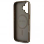 Carcasa Guess Grained Hot Stamp Peony Triangle Logo, cu MagSafe, compatibila cu iPhone 16, Maro 8 - lerato.ro