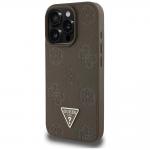 Carcasa Guess Grained Hot Stamp Peony Triangle Logo, cu MagSafe, compatibila cu iPhone 16 Pro Max, Maro 3 - lerato.ro