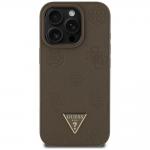 Carcasa Guess Grained Hot Stamp Peony Triangle Logo, cu MagSafe, compatibila cu iPhone 16 Pro Max, Maro 2 - lerato.ro