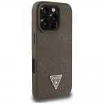 Carcasa Guess Grained Hot Stamp Peony Triangle Logo, cu MagSafe, compatibila cu iPhone 16 Pro Max, Maro 5 - lerato.ro
