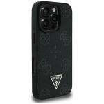 Carcasa Guess Grained Hot Stamp Peony Triangle Logo, cu MagSafe, compatibila cu iPhone 16 Pro Max, Negru 5 - lerato.ro