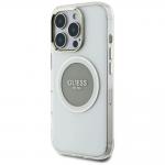 Carcasa Guess IML Metal Colored Circle Classic Logo, cu MagSafe, compatibila cu iPhone 16 Pro Max, Gri 3 - lerato.ro
