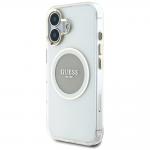 Carcasa Guess IML Metal Colored Circle Classic Logo, cu MagSafe, compatibila cu iPhone 16, Gri 3 - lerato.ro
