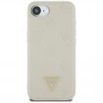 Carcasa Guess Grained Hot Stamp Peony Triangle Logo, cu MagSafe, compatibila cu iPhone 16e, Bej 2 - lerato.ro