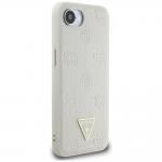 Carcasa Guess Grained Hot Stamp Peony Triangle Logo, cu MagSafe, compatibila cu iPhone 16e, Bej 5 - lerato.ro