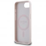 Carcasa Guess Grained Hot Stamp Peony Triangle Logo, cu MagSafe, compatibila cu iPhone 16e, Bej 8 - lerato.ro