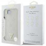 Carcasa Guess Grained Hot Stamp Peony Triangle Logo, cu MagSafe, compatibila cu iPhone 16e, Bej 9 - lerato.ro