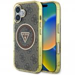 Carcasa Guess IML Metal Glitter 4G Circle Triangle, cu MagSafe, compatibila cu iPhone 16, Maro 2 - lerato.ro