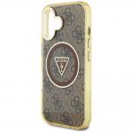 Carcasa Guess IML Metal Glitter 4G Circle Triangle, cu MagSafe, compatibila cu iPhone 16, Maro 7 - lerato.ro