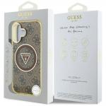 Carcasa Guess IML Metal Glitter 4G Circle Triangle, cu MagSafe, compatibila cu iPhone 16, Maro 9 - lerato.ro