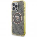 Carcasa Guess IML Metal Glitter 4G Circle Triangle, cu MagSafe, compatibila cu iPhone 16 Pro Max, Maro 3 - lerato.ro