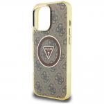 Carcasa Guess IML Metal Glitter 4G Circle Triangle, cu MagSafe, compatibila cu iPhone 16 Pro Max, Maro 7 - lerato.ro