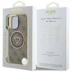Carcasa Guess IML Metal Glitter 4G Circle Triangle, cu MagSafe, compatibila cu iPhone 16 Pro Max, Maro 9 - lerato.ro