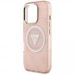 Carcasa Guess IML Metal Glitter 4G Circle Triangle, cu MagSafe, compatibila cu iPhone 16 Pro Max, Roz 7 - lerato.ro