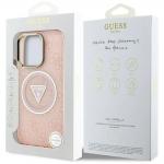 Carcasa Guess IML Metal Glitter 4G Circle Triangle, cu MagSafe, compatibila cu iPhone 16 Pro Max, Roz 9 - lerato.ro
