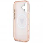 Carcasa Guess IML Metal Glitter 4G Circle Triangle, cu MagSafe, compatibila cu iPhone 16, Roz 8 - lerato.ro