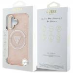 Carcasa Guess IML Metal Glitter 4G Circle Triangle, cu MagSafe, compatibila cu iPhone 16, Roz 9 - lerato.ro