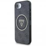 Carcasa Guess IML Metal Glitter 4G Circle Triangle, cu MagSafe, compatibila cu iPhone 16e, Negru 3 - lerato.ro